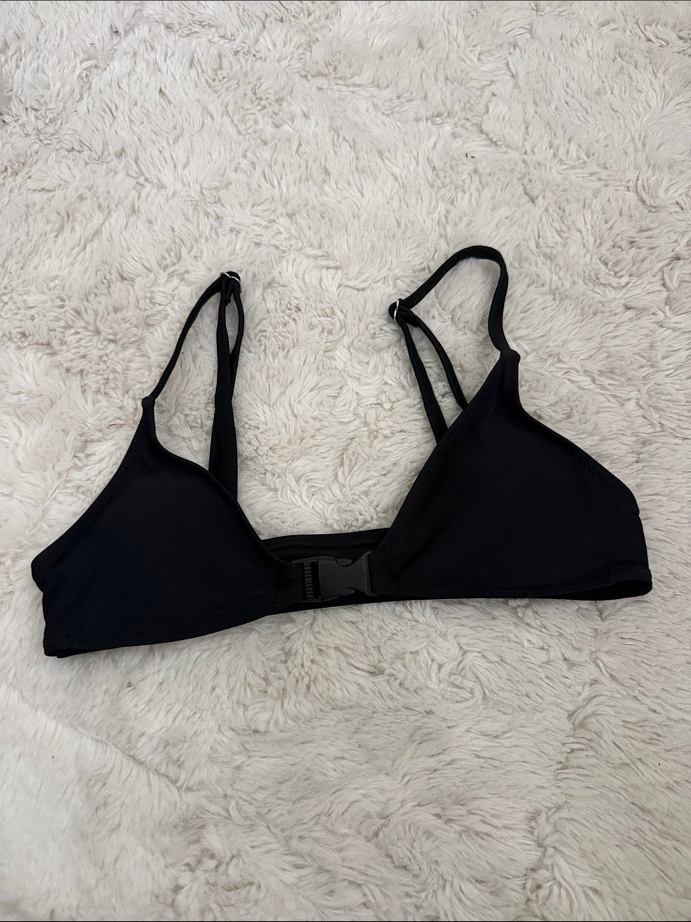 Black clip front bikini top